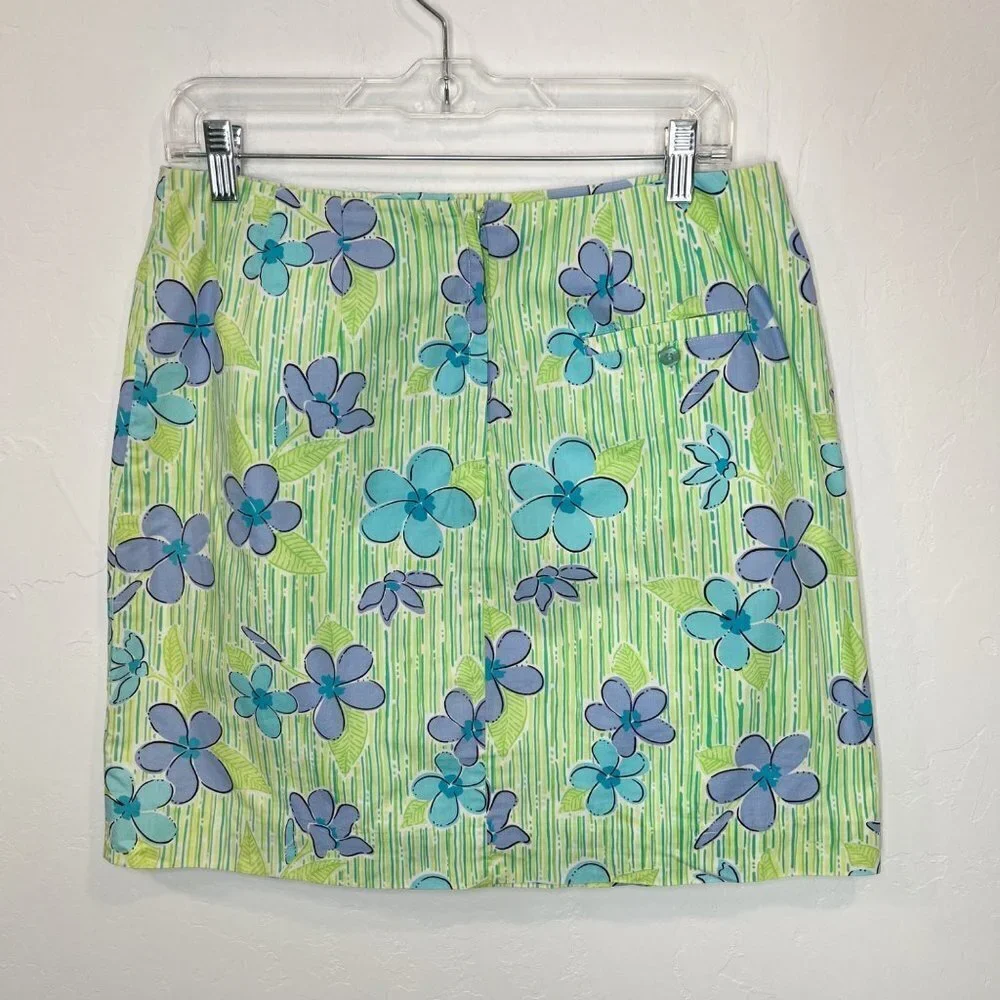 Lilly Pulitzer green floral mini skirt Size 10 tropical vacation A-line - Picture 4 of 9